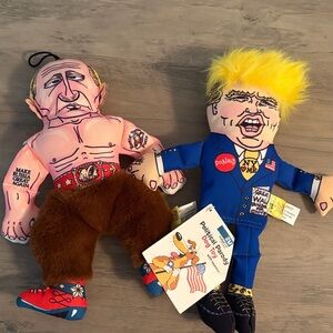 NWT Political Parody Putin and Trump Dog Toy Set 12"